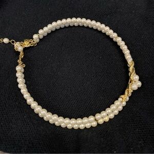Vintage Faux Pearl Choker Necklace Elegant Pearl and Gold Necklace